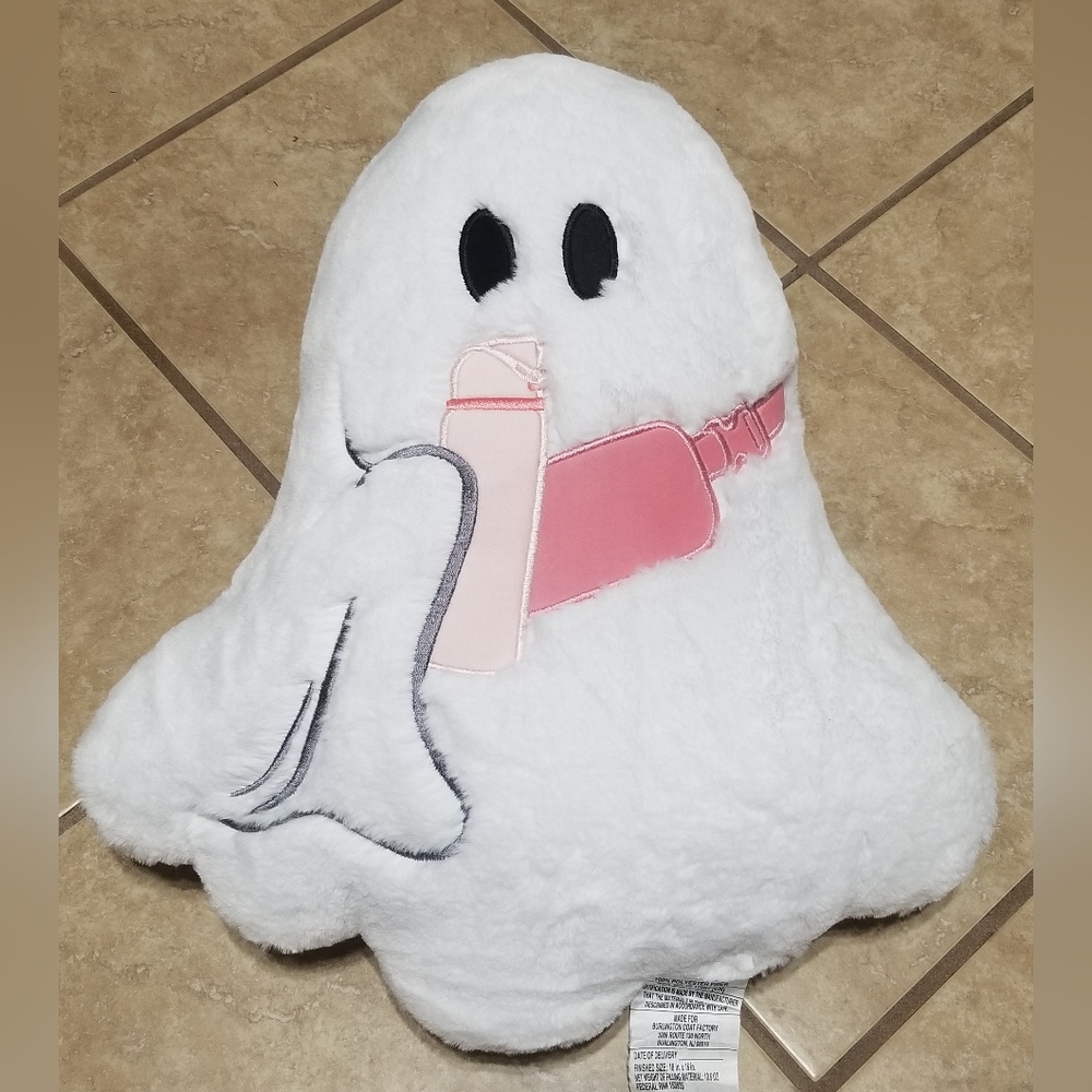 Spooky Nights Halloween Ghost W/ Pink Water Bottle & Crossbody 18" Pillow Plush
